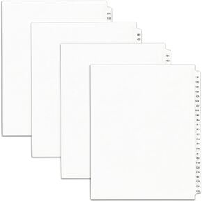Avery Legal Exhibit Binder Dividers, Preprinted 101-125 Side Tabs, Unpunched Letter Size, 1 Set Collated, 4 Sets per Pack (01334)