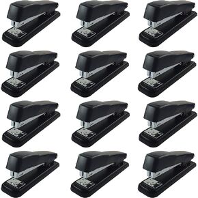 Stapler with 2000 Staples Full Desk Size Black (12-Pack)
