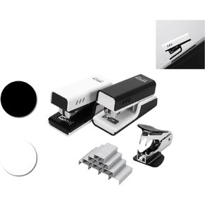 Office Mini Stapler for Desk with Staples,Non-Slip Small Staplers 20 Sheet Capacity Incorporate Standard 2 Pack Tiny Staples,Staple,Remover Set for Classroom Desktop Travel(White and Black)
