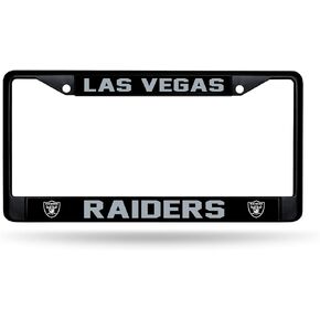 Rico Industries NFL Football Las Vegas Raiders Black Chrome Frame with Printed Inserts 12" x 6" Car/Truck Auto Accessory