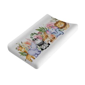 Changing Pad Covers Jungle Safari Animals Tropical Leaves Flowers Unisex Diaper Change Table Sheets for Boys Girls Ultra Soft Breathable Stretchy Snug Fitted Baby Diaper Changing Cover 32''x16''