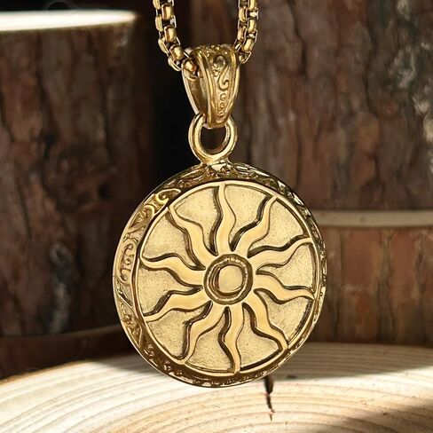 bahamut Greek Mens Jewelry Sun Pendant Necklace for Men Women Boys, Stainless Steel Vintage Protective Amulets Gifts in Saudi Arabia