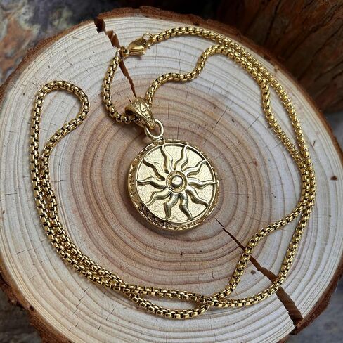 bahamut Greek Mens Jewelry Sun Pendant Necklace for Men Women Boys, Stainless Steel Vintage Protective Amulets Gifts in Saudi Arabia