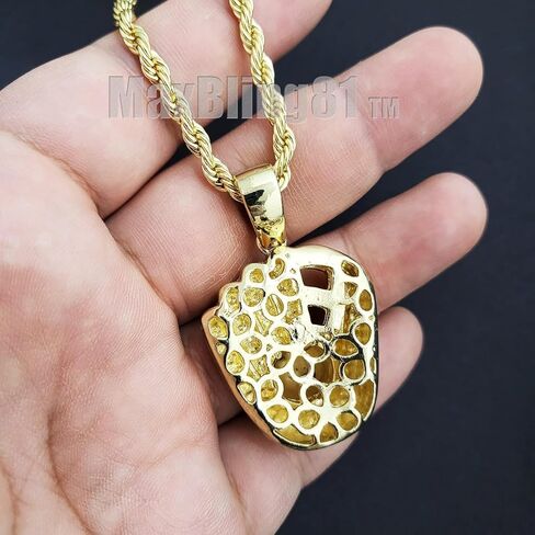 Iced Lab Diamond Gold Plated Baseball Hitter & Glove Pendant & 4mm 24" Rope Chain Hip Hop Jewelry Necklace in Saudi Arabia