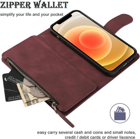 RANYOK Wallet Case Compatible with iPhone 12/12 Pro (6.1 inch), Premium PU Leather Zipper Flip RFID Blocking Wallet with Wrist Strap Magnetic Closure Built-in Kickstand Protective Case - Baby Blue in Saudi Arabia
