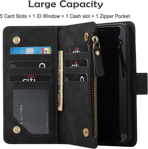 RANYOK Wallet Case Compatible with iPhone 12/12 Pro (6.1 inch), Premium PU Leather Zipper Flip RFID Blocking Wallet with Wrist Strap Magnetic Closure Built-in Kickstand Protective Case - Baby Blue in Saudi Arabia