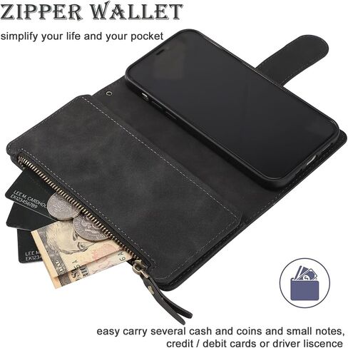 RANYOK Wallet Case Compatible with iPhone 12/12 Pro (6.1 inch), Premium PU Leather Zipper Flip RFID Blocking Wallet with Wrist Strap Magnetic Closure Built-in Kickstand Protective Case - Baby Blue in Saudi Arabia