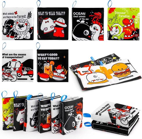 Montessori Soft Baby Books Toys for 0-6 Months & 6-12 Months,Indestructible High Contrast Black and White Baby Book Toys-Crinkle for Newbo,Promote Tummy Time,Infant Baby Boy Girl Gifts in Saudi Arabia