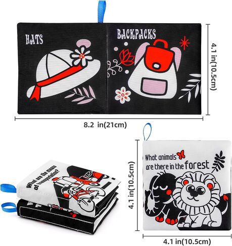 Montessori Soft Baby Books Toys for 0-6 Months & 6-12 Months,Indestructible High Contrast Black and White Baby Book Toys-Crinkle for Newbo,Promote Tummy Time,Infant Baby Boy Girl Gifts in Saudi Arabia