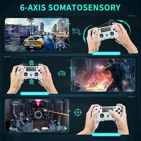 وحدة تحكم لاسلكية لجهاز PS4، وحدة تحكم ألعاب مزدوجة الصدمات عالية الأداء متوافقة مع بلاي ستيشن 4 (أبيض) in Saudi Arabia