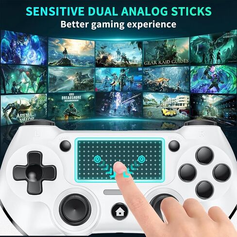 وحدة تحكم لاسلكية لجهاز PS4، وحدة تحكم ألعاب مزدوجة الصدمات عالية الأداء متوافقة مع بلاي ستيشن 4 (أبيض) in Saudi Arabia
