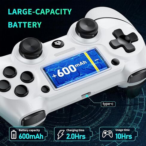 وحدة تحكم لاسلكية لجهاز PS4، وحدة تحكم ألعاب مزدوجة الصدمات عالية الأداء متوافقة مع بلاي ستيشن 4 (أبيض) in Saudi Arabia