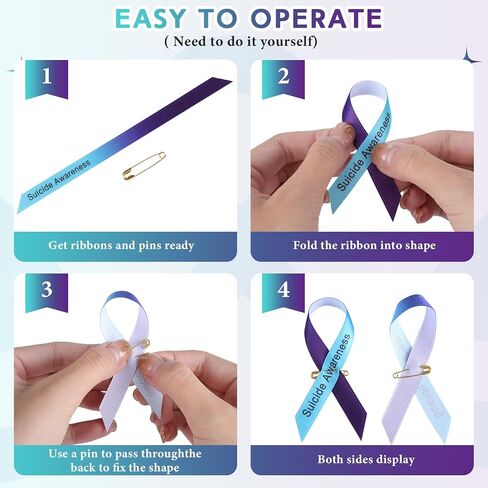 250 Pcs Suicide Prevention Awareness Kit 50 Silicone Wristband Bracelet 50 Awareness Ribbon 50 Pins 50 Purple Ribbon Retractable Pen 50 Suicide Awareness Stickers for Charity Events Party in Saudi Arabia