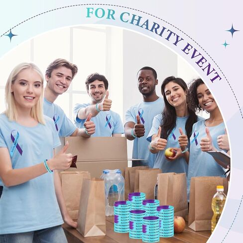 250 Pcs Suicide Prevention Awareness Kit 50 Silicone Wristband Bracelet 50 Awareness Ribbon 50 Pins 50 Purple Ribbon Retractable Pen 50 Suicide Awareness Stickers for Charity Events Party in Saudi Arabia