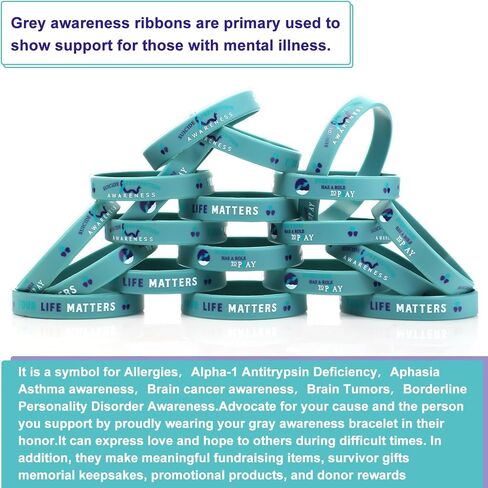 50 Pcs Mental Health Awareness Suicide Prevention Bracelets Silicone Wristbands Teal Purple Ribbon Support Bracelets Suicide Awareness for Women Men Teen Mental Health Care Activities Supplies in Saudi Arabia