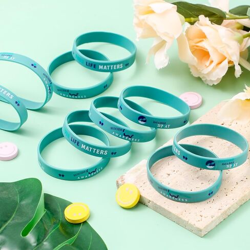 50 Pcs Mental Health Awareness Suicide Prevention Bracelets Silicone Wristbands Teal Purple Ribbon Support Bracelets Suicide Awareness for Women Men Teen Mental Health Care Activities Supplies in Saudi Arabia