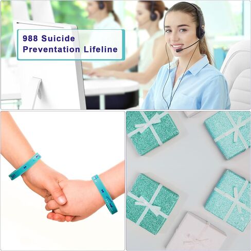 50 Pcs Mental Health Awareness Suicide Prevention Bracelets Silicone Wristbands Teal Purple Ribbon Support Bracelets Suicide Awareness for Women Men Teen Mental Health Care Activities Supplies in Saudi Arabia