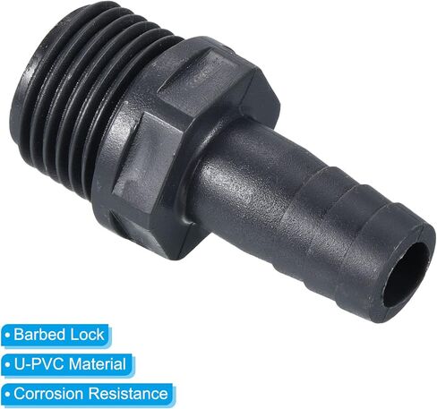 تركيب خرطوم بارب UPVC من باتيكل، 3 عبوات 8 مم شائكة G1/2 محول موصل أنبوب ذكر تركيبات سريعة لهواء الوقود المائي، رمادي in Kuwait