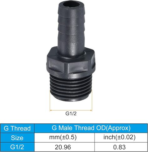 تركيب خرطوم بارب UPVC من باتيكل، 3 عبوات 8 مم شائكة G1/2 محول موصل أنبوب ذكر تركيبات سريعة لهواء الوقود المائي، رمادي in Kuwait