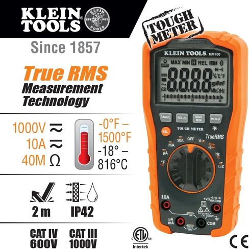 Klein Tools MM720 Digital Multimeter, Auto-Ranging TRMS, Low Impedance (LoZ), 1000V AC/DC Voltage, 10A AC/DC Current, 60 MOhms Resistance in Saudi Arabia