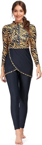 Qianliniuinc Women Muslim Swimwear Long Sleeve - Modest Swimsuit Hijab Islamic Bathing Suit Full Cover 3 Pieces in Kuwait