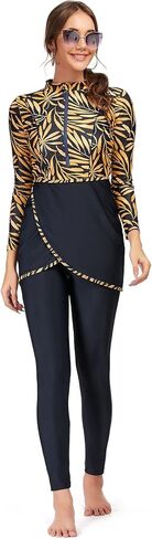Qianliniuinc Women Muslim Swimwear Long Sleeve - Modest Swimsuit Hijab Islamic Bathing Suit Full Cover 3 Pieces in Kuwait
