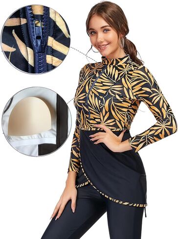 Qianliniuinc Women Muslim Swimwear Long Sleeve - Modest Swimsuit Hijab Islamic Bathing Suit Full Cover 3 Pieces in Kuwait