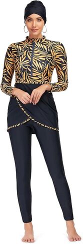 Qianliniuinc Women Muslim Swimwear Long Sleeve - Modest Swimsuit Hijab Islamic Bathing Suit Full Cover 3 Pieces in Kuwait