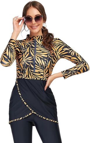 Qianliniuinc Women Muslim Swimwear Long Sleeve - Modest Swimsuit Hijab Islamic Bathing Suit Full Cover 3 Pieces in Kuwait