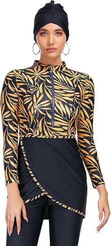 Qianliniuinc Women Muslim Swimwear Long Sleeve - Modest Swimsuit Hijab Islamic Bathing Suit Full Cover 3 Pieces in Kuwait