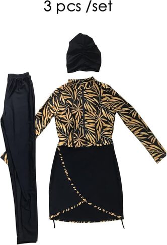 Qianliniuinc Women Muslim Swimwear Long Sleeve - Modest Swimsuit Hijab Islamic Bathing Suit Full Cover 3 Pieces in Kuwait