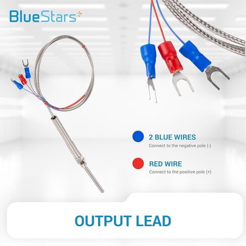 BlueStars RTD PT100 Temperature Sensor Probe - 3-Wire Digital Stainless Steel 5x50mm Temperature Sensor 2m/78.74in Long - Measure Range -20°C to 420°C - Waterproof, Oil-Proof and Anti-Corrosion in Saudi Arabia