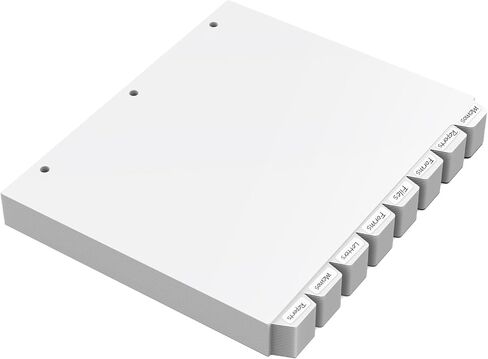 HABGP 16Pcs/2 Set 3 Ring Binder Dividers, 16 Pcs Binder Dividers with Tabs, White Page Folders Dividers, Plastic Paper Protectors, File Organizers Index Dividers 3 Hole Punch Binder Dividers in Saudi Arabia