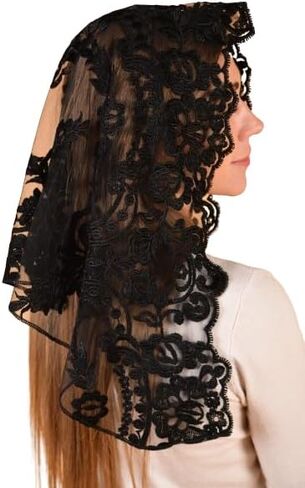Catholic Mantilla Mass Veil Church Lace Veil Spanish Chapel Mass Head Covering Veil SHORT in Kuwait