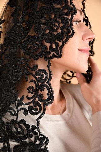 Catholic Mantilla Mass Veil Church Lace Veil Spanish Chapel Mass Head Covering Veil SHORT in Kuwait