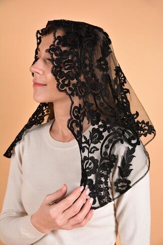 Catholic Mantilla Mass Veil Church Lace Veil Spanish Chapel Mass Head Covering Veil SHORT in Kuwait