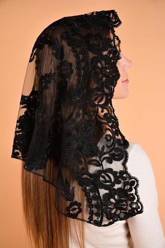 Catholic Mantilla Mass Veil Church Lace Veil Spanish Chapel Mass Head Covering Veil SHORT in Kuwait