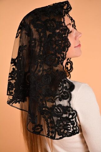 Catholic Mantilla Mass Veil Church Lace Veil Spanish Chapel Mass Head Covering Veil SHORT in Kuwait