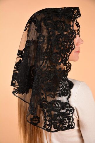 Catholic Mantilla Mass Veil Church Lace Veil Spanish Chapel Mass Head Covering Veil SHORT in Kuwait