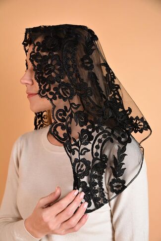 Catholic Mantilla Mass Veil Church Lace Veil Spanish Chapel Mass Head Covering Veil SHORT in Kuwait