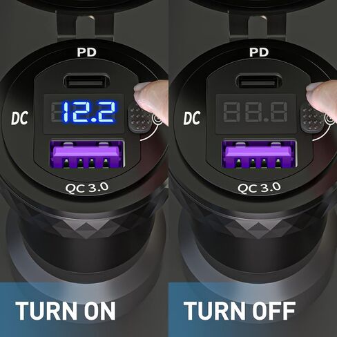 Cllena DIN Hella Plug to Dual QC 3.0 USB Charger Socket Power Adapter with Voltmeter and ON-Off Switch for BMW Ducati Triumph Motorcycle in Saudi Arabia