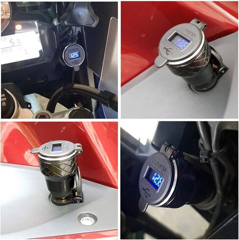 Cllena DIN Hella Plug to Dual QC 3.0 USB Charger Socket Power Adapter with Voltmeter and ON-Off Switch for BMW Ducati Triumph Motorcycle in Saudi Arabia