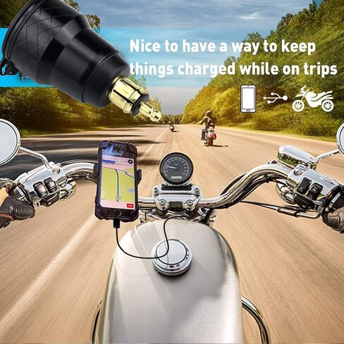 Cllena DIN Hella Plug to Dual QC 3.0 USB Charger Socket Power Adapter with Voltmeter and ON-Off Switch for BMW Ducati Triumph Motorcycle in Saudi Arabia