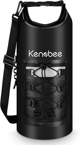 KENOBEE Dry Bag, 10L Waterproof Floating Roll Top Sack Lightweight Backpack Storage Bag for Travel, Boating, Kayaking, Surfing, Rafting, fishing, Swimming and Beach, Black in Saudi Arabia