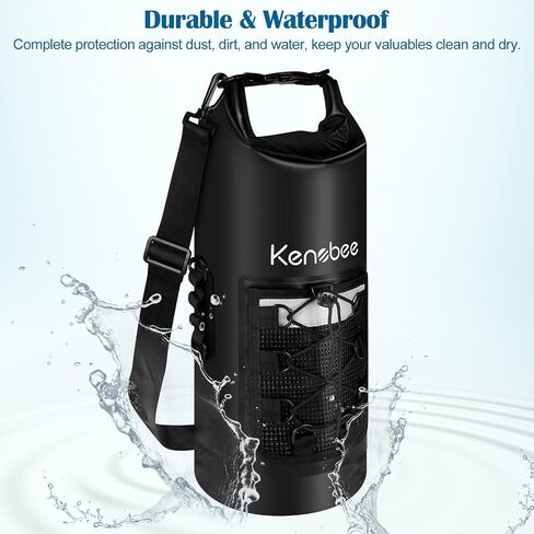KENOBEE Dry Bag, 10L Waterproof Floating Roll Top Sack Lightweight Backpack Storage Bag for Travel, Boating, Kayaking, Surfing, Rafting, fishing, Swimming and Beach, Black in Saudi Arabia