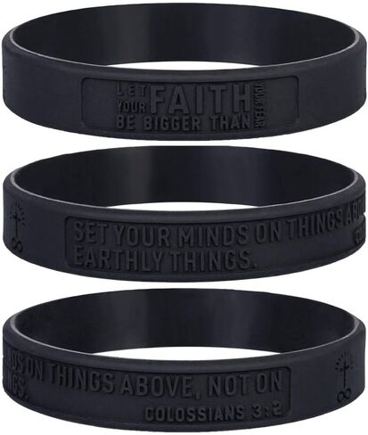 Sainstone Colossians 3:2 Inspirational Bible Verses Silicone Bracelets - Let Faith Bigger Than Fear - Religious Motivational Wristband Gifts for Men Women in Kuwait
