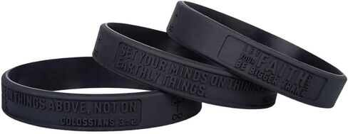 Sainstone Colossians 3:2 Inspirational Bible Verses Silicone Bracelets - Let Faith Bigger Than Fear - Religious Motivational Wristband Gifts for Men Women in Kuwait