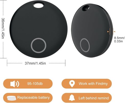 Bluetooth Key Finder Luggage Tracker Anti-Lost Tag Item Locator for Keys, Wallet, Pets and More, Works with Apple Find My (iOS only), Waterproof, Replaceable Battery,Without Monthly fees,1 Pack Black in Kuwait