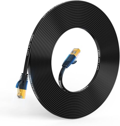 Cat 7 Ethernet Patch Cord Internet Cable Flat 50FT with Nails Shielded Ethernet LAN Cable with RJ45 Hyper Speed Internet Cables for Xbox PS4 Computer, Switch, Hubs (50Ft F-B) in Saudi Arabia
