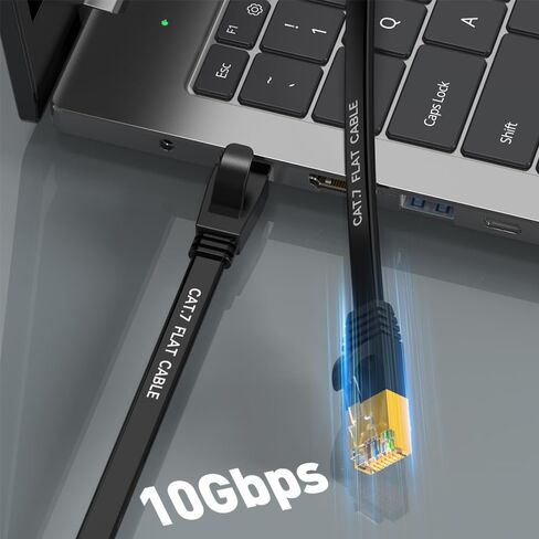 Cat 7 Ethernet Patch Cord Internet Cable Flat 50FT with Nails Shielded Ethernet LAN Cable with RJ45 Hyper Speed Internet Cables for Xbox PS4 Computer, Switch, Hubs (50Ft F-B) in Saudi Arabia